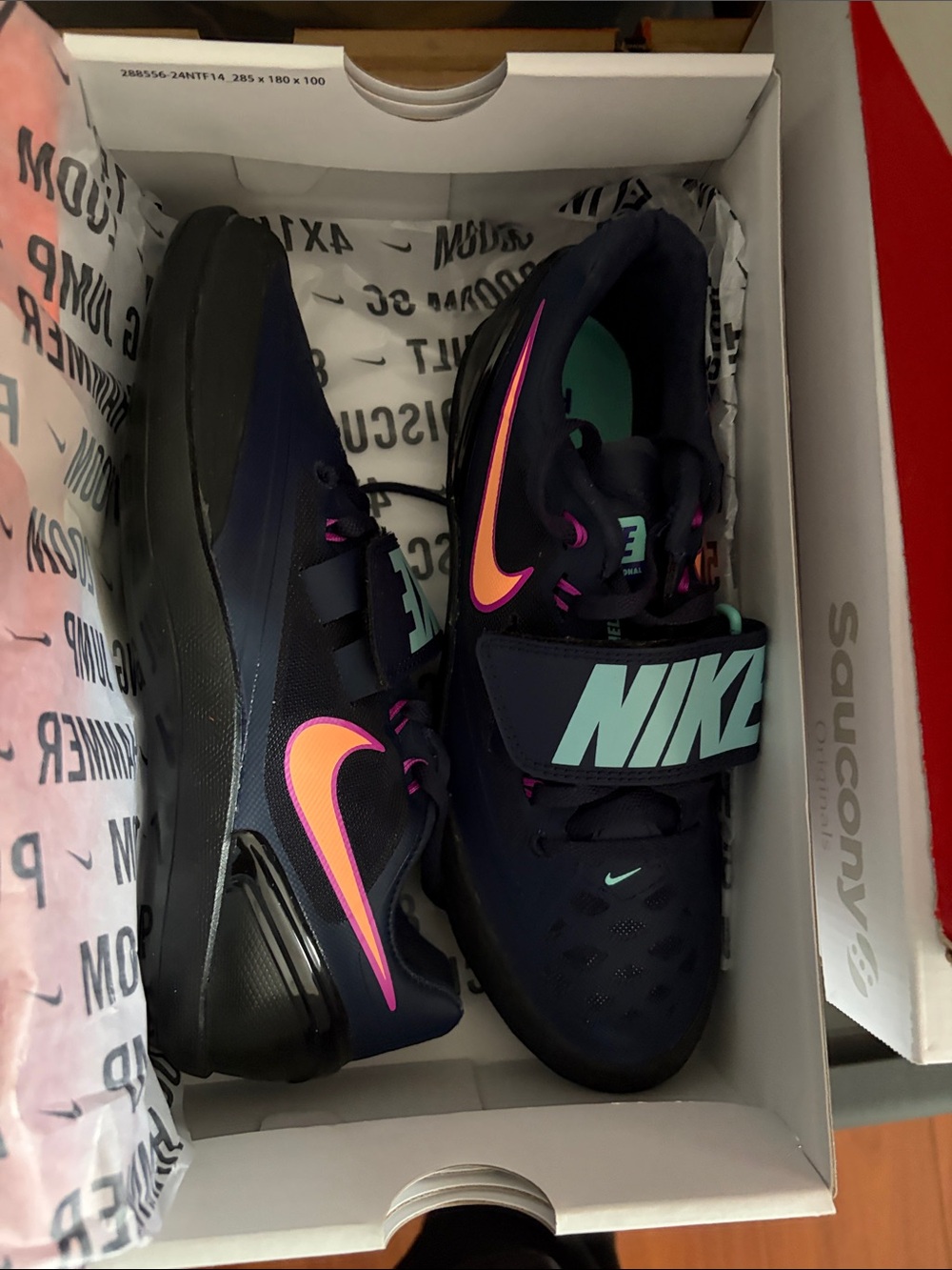 Nike Dark Navy Training Shoes with Pink Swoosh & Teal Accents